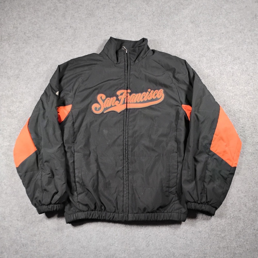 Majestic MLB San Francisco Giants Youth Medium Black Orange Windbreaker YJ16